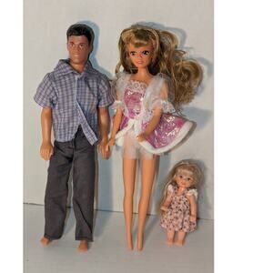 Vintage Simba Steffi Love Happy Family Dolls, Father, Mother, Child European